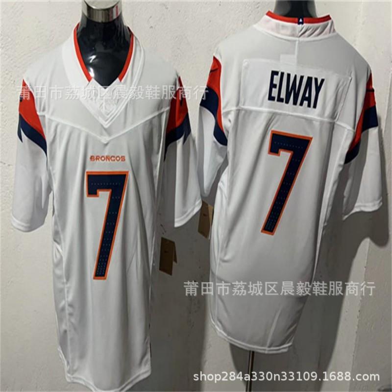 Mens NFL Style Rugby Jersey With Embroidered Numbers 7 Elway 33 Williams 10 Nix 2 Broncos Team