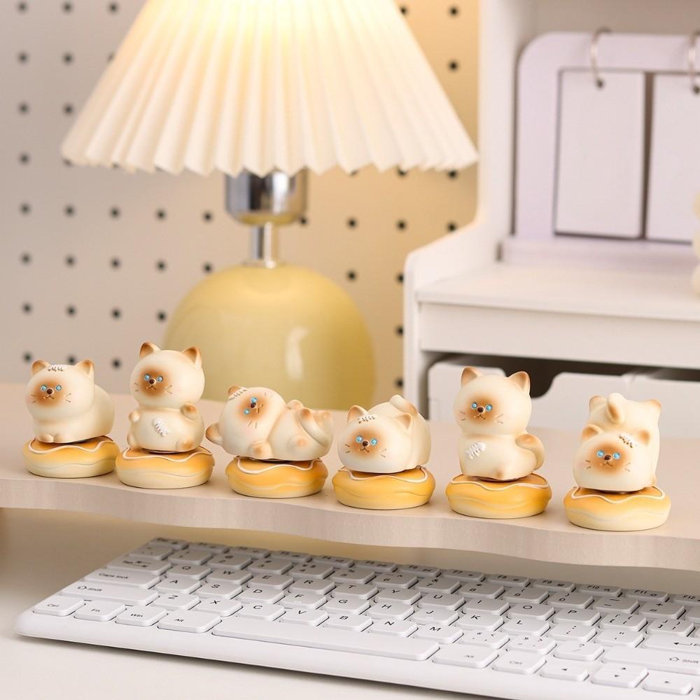 Exquisite Kitty Rotating Figurine Multicolor Table Ornament Cute Siamese Cat Statue Car Ornaments