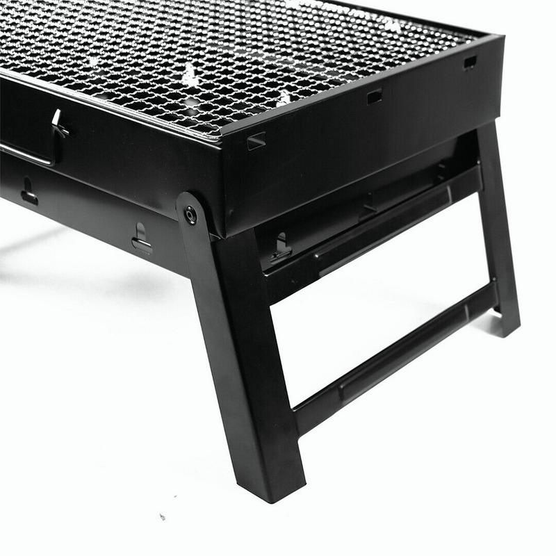 Большой складной портативный черный гриль-барбекю для барбекю на открытом воздухе для пикника на углях для путешествий