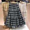Юбка-маятник из кружевной ткани в клетку для женщин 2025 года, новинка весны и лета, модная универсальная повседневная юбка в стиле кейк-топ