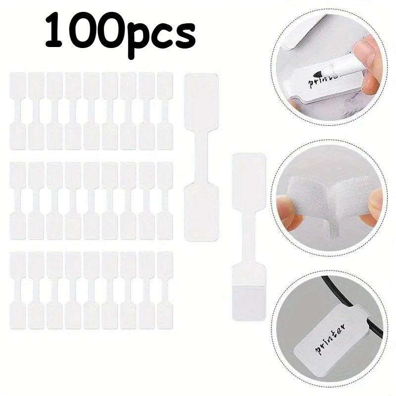 100/200pcs White Self-Adhesive Cable Labels,Writable Cord Tags for Office School Organization, Easy Cable Management,Cable Label