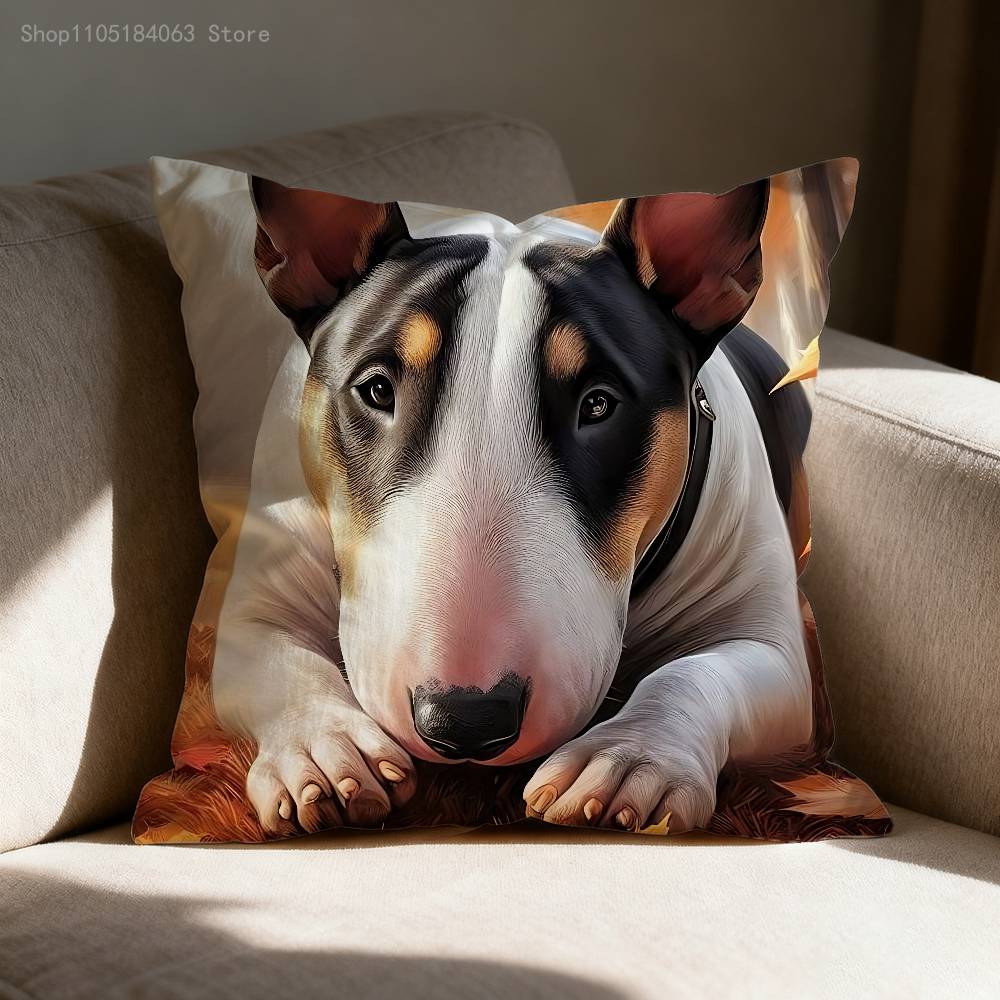 Забавная наволочка для подушки с собакой породы Бультерьер для декора дивана, автомобиля, офиса, комнаты. Напечатанная наволочка, декоративные элементы и чехол-защита