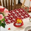 4pcs Buffalo Check Red Heart Placemats - Red & Buffalo Check with Heart Cutouts, Hand Washable Table s Suitable for Holiday Dining, Decor
