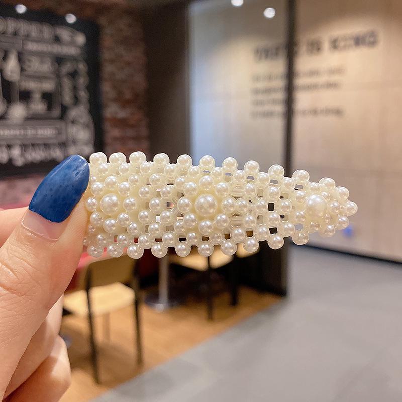 Корейская шпилька для волос со стразами и жемчугом для женщин: Элегантная боковая заколка для челки