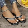 Rhinestone Flat Toe Slippers New Large Size Women's Shoes Flat Sandals Simple and Versatile Sandals