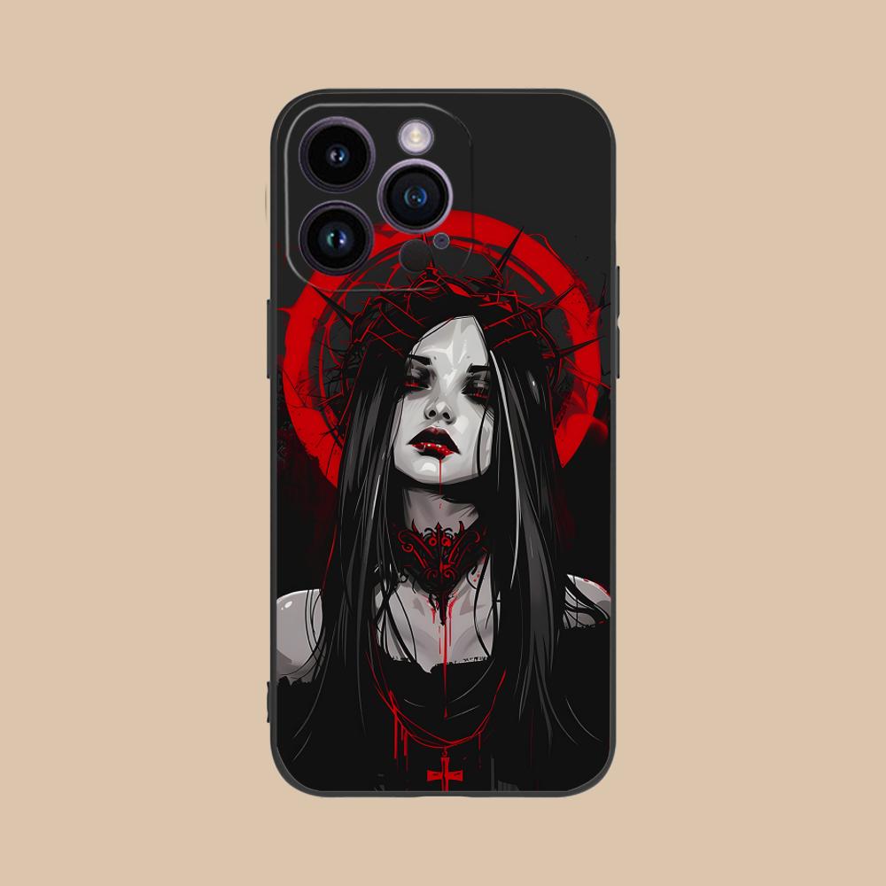 Ужасы Готический Арт Чехол для Мобильного Телефона для iPhone 17 16 15 14 13 12 11 X XR XS 8 7 Air Pro Max Plus Mini Цветной Чехол Красивый
