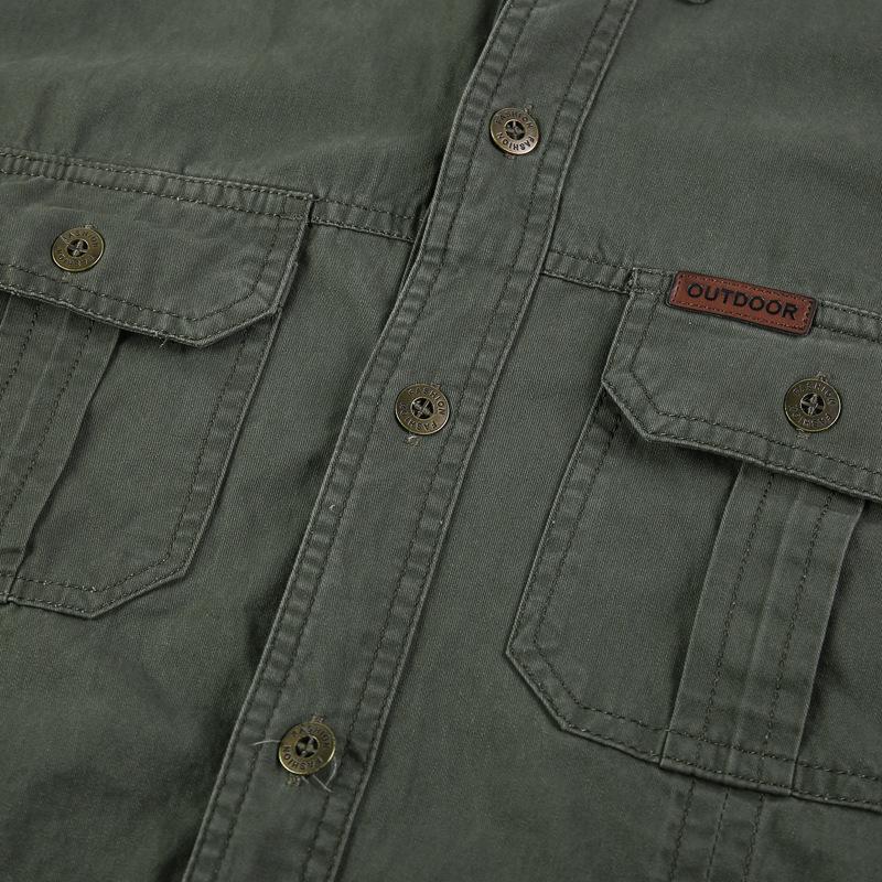 Мужская хлопковая рубашка с длинным рукавом: 2024 Весна и Осень Повседневная Свободная Куртка Для Работы На Открытом Воздухе