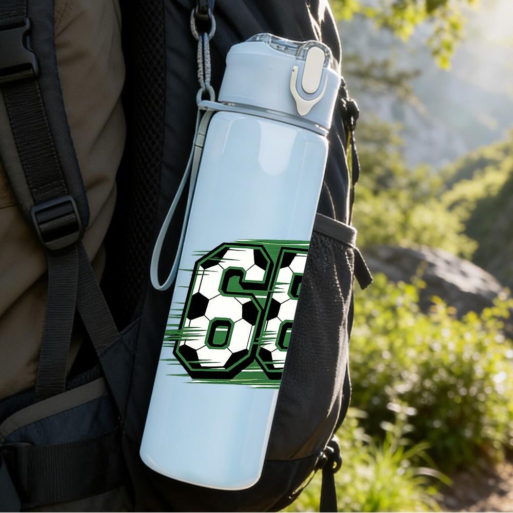 1PC 67 Retro Graffiti Number Print 750ml Color Plastic Sports Water Bottle Leakproof Flip Straw Lid Suitable for Sports Office Home Use