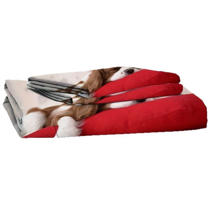 Cute Sleep Puppy Printed Duvet Set Bedding Set Suitable For Bedroom And Guest Room Decor