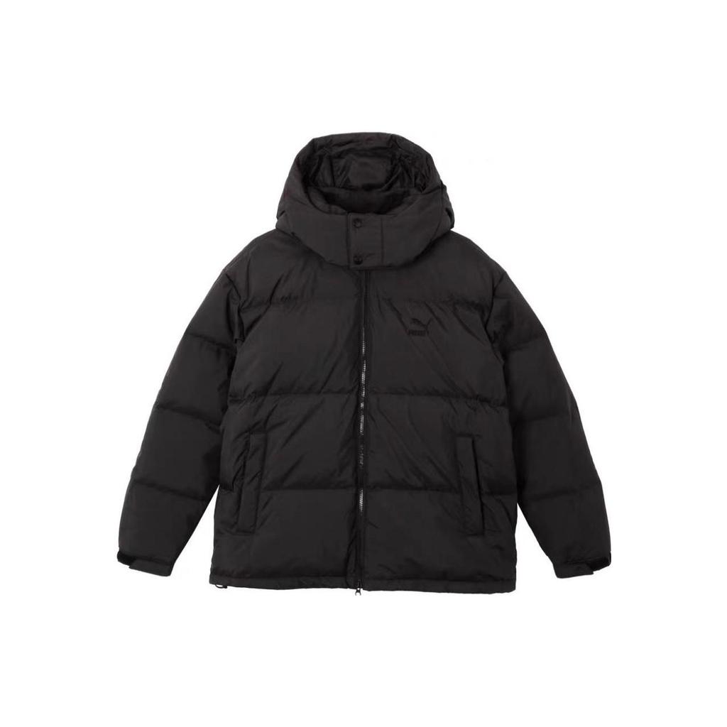 Puma Logo Print Hooded Loose Fit Puffer Jacket Unisex Outerwear Black 674276-01