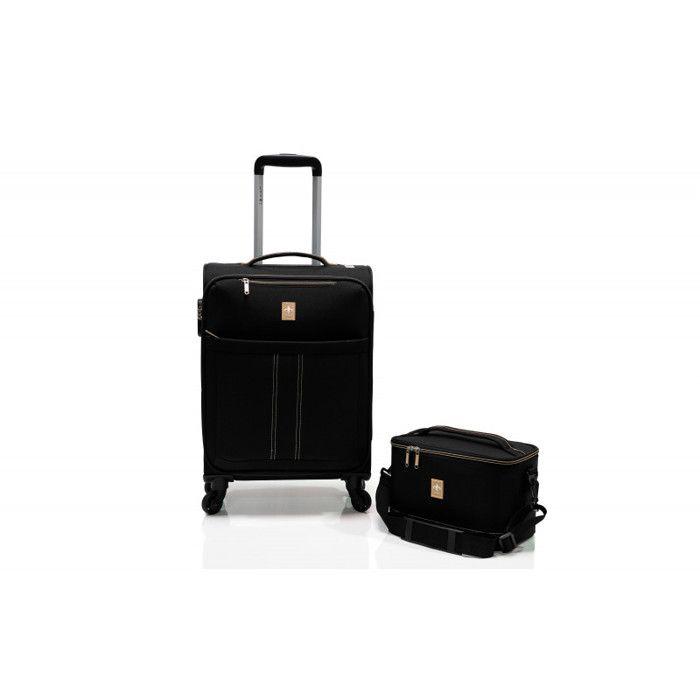 Lot valise cabine souple + Vanity "Ultra léger" - Lys Paris 2102/2 - Noir