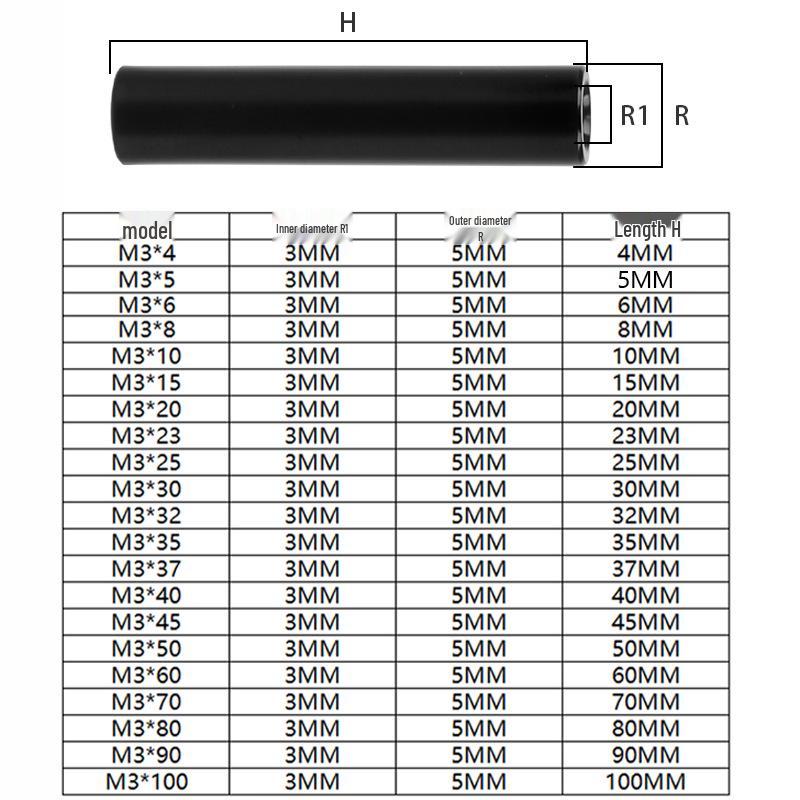 M3 Black Aluminum Alloy Support Pillar for Electronic Components