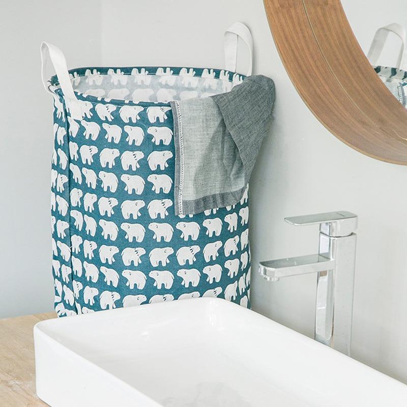 Laundry Basket Washing Dirty Clothes Folding Hamper Bag Storage Bin Handle Large