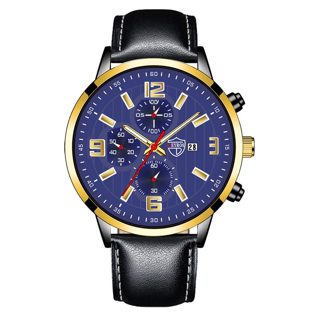 Steel Belt Men'S Watch Trendy Fashion Automatic Calendar Luminous Quartz Watch