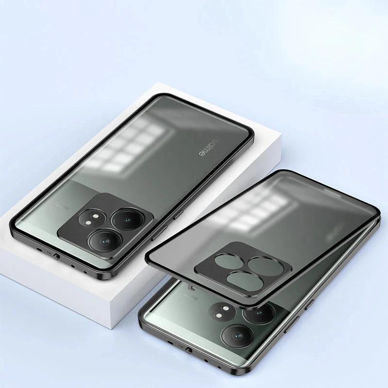 for Realme GT6 GT 6T Aluminium Alloy Metal Frame Bumper Cover for Realme GT Neo 6 SE Shockproof Clear Back Case Hard Shell