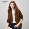 Женский объемный шерстяной кардиган с лацканами