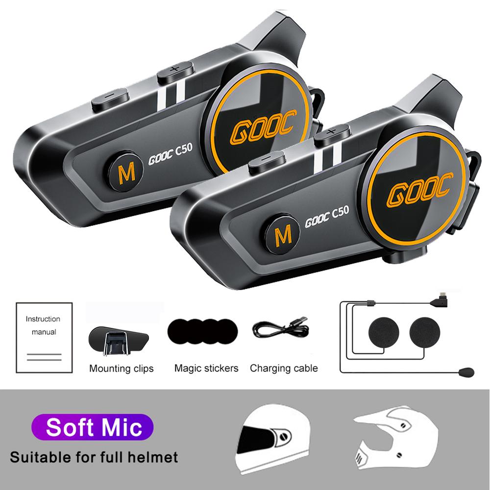 1/2x мотоциклетный шлем интерком Bluetooth 5.3 гарнитура водонепроницаемая 300м Intercomunicador динамик беспроводной громкой связи интерфон