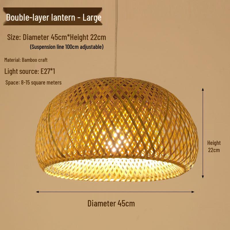 Retro Zen Bamboo Weaving Pendant Lamp for Restaurants & Teahouses