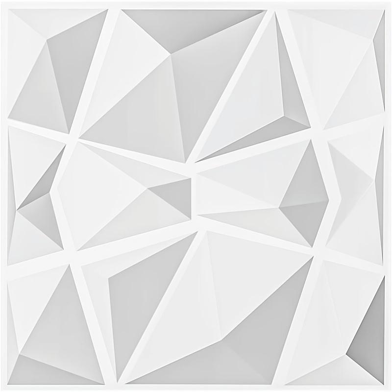 12pcs 11.8inx11.8in 3D Diamond Wall Panel for Living Roor Bedroom TV Background Decoration Company Office Interior Wall Decor