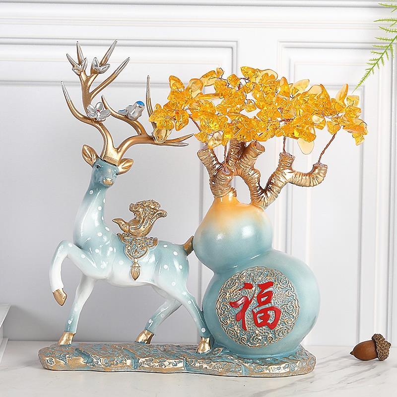 Кристальное Денежное Дерево Счастливая Тыква Яблоко Лось Олень Полимерная Фигурка Украшение для Дома Фойе Гостиной Мебель Ремесла Офис Настольное Украшение