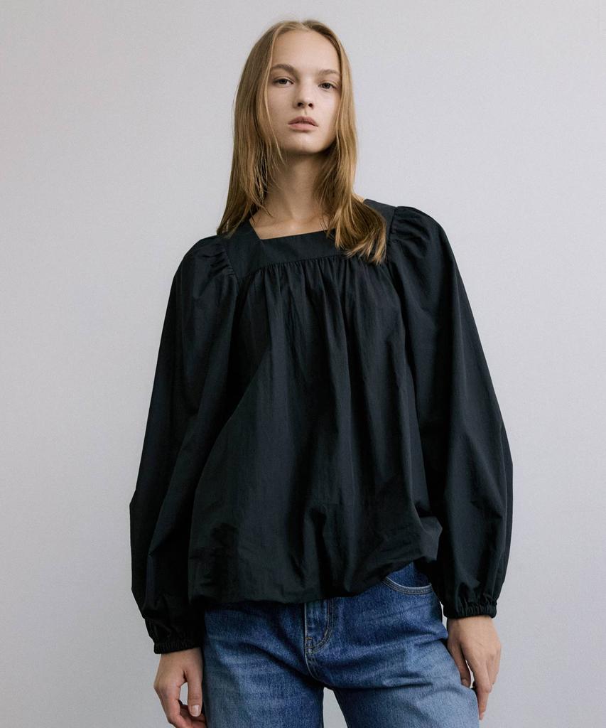 MAIS Square Neck Balloon Blouse / Black