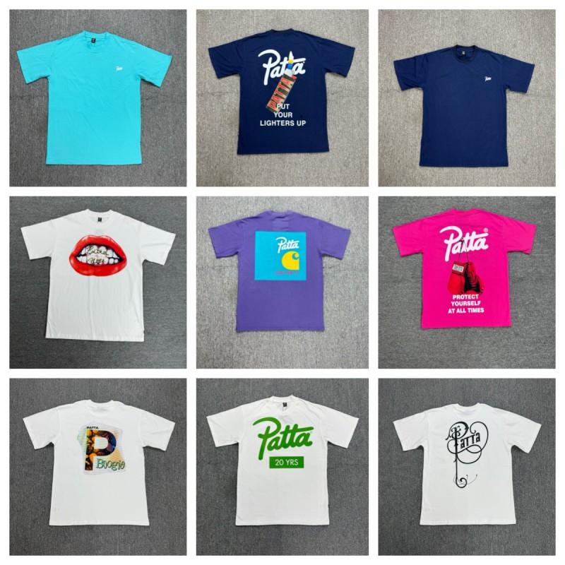 American Streetwear PATTA Letter Print T-Shirt Loose Fit Short Sleeve Young Adults