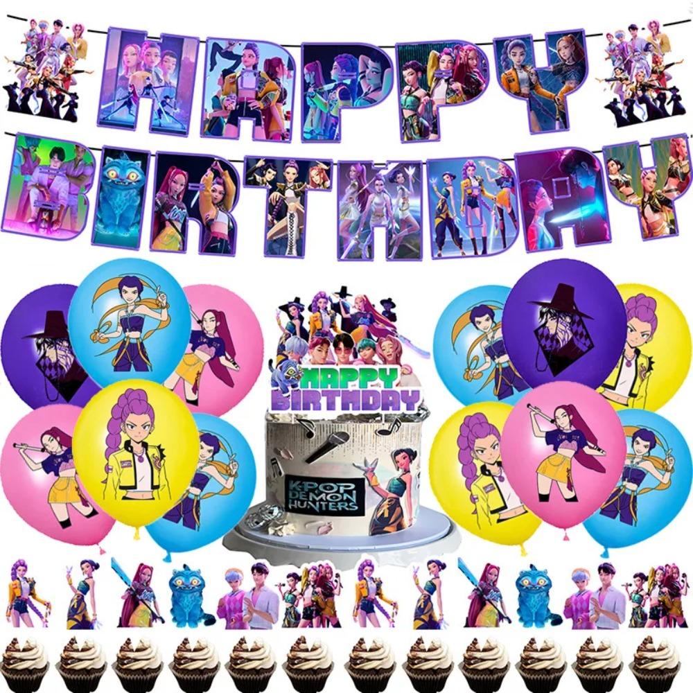 DeMons Hunting Balloon Kit Rumi Figure Balloon Kpop Girl Birthday Decoration Aluminum Film Balloon Baby Shower Party Supplies