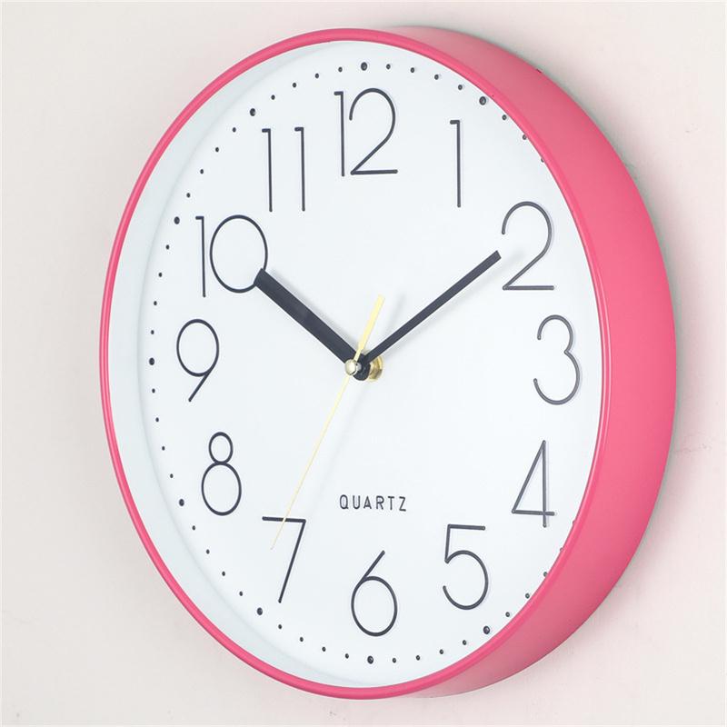 Pink / Yellow / Blue / Red / Black Simple Style Wall Clock 12in Circular Wall Watch Silent Quartz Wall Clock For Indoor Decor