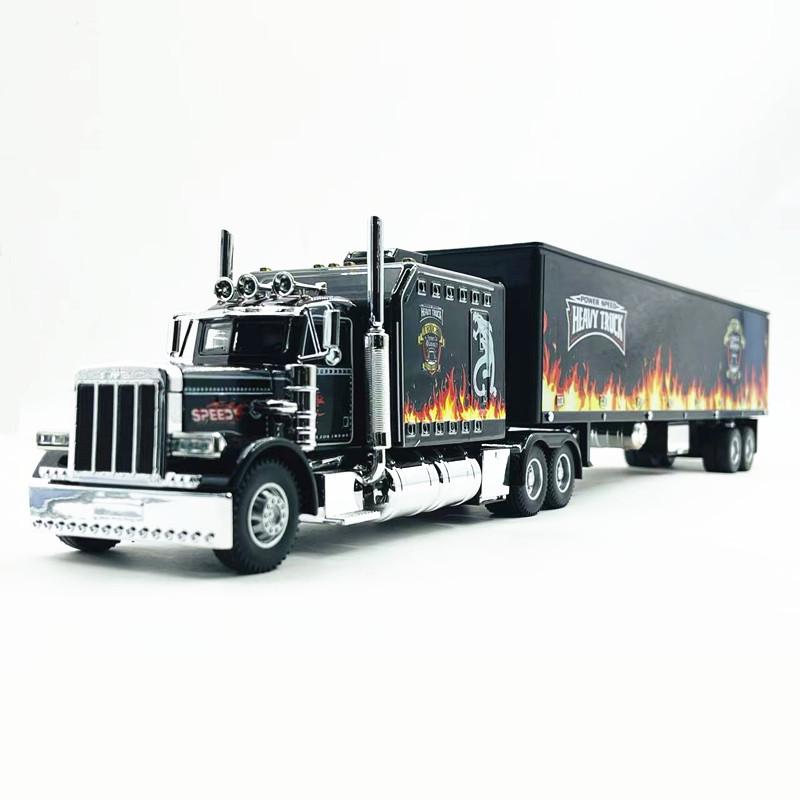 1:24-дюймовая модель полуприцепа Peterbilt 389 из сплава с функцией оттягивания назад, звуком и светом