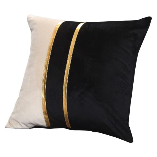 Pillow Case Plush Two-color Splicing Throw Pillow Cover Soft Stylish Decorative Cover with Hidden Zipper for Home
