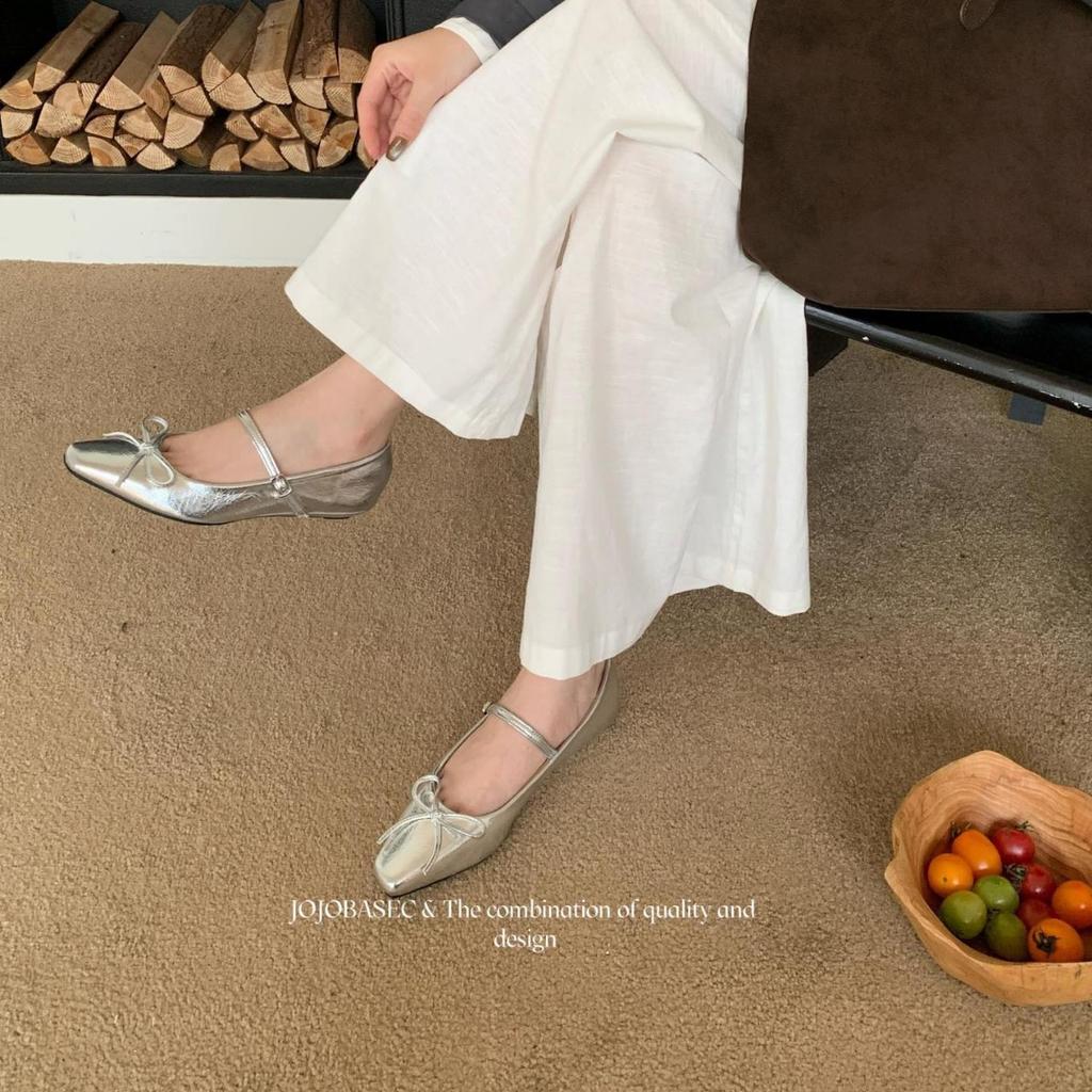 French Versatile Mary Jane Shoes Women's 2025 Autumn New Small Wedge Heel Single Shoes Bow Ballet Shoes
