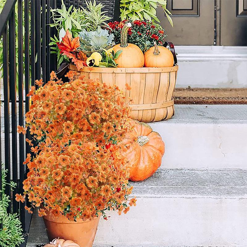 1 шт. искусственные свадебные цветы эвкалиптовая ветка букет оранжевый красный украшение для дома осень