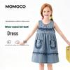 Джинсовое платье-трапеция без рукавов для девочек MOMOCO