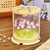 Creative Diy Tulip Flower Sea Cube Small Night Lamp Material Kit for Girlfriend Gift Bedroom Sleeping Table Lamp Handmade Craft