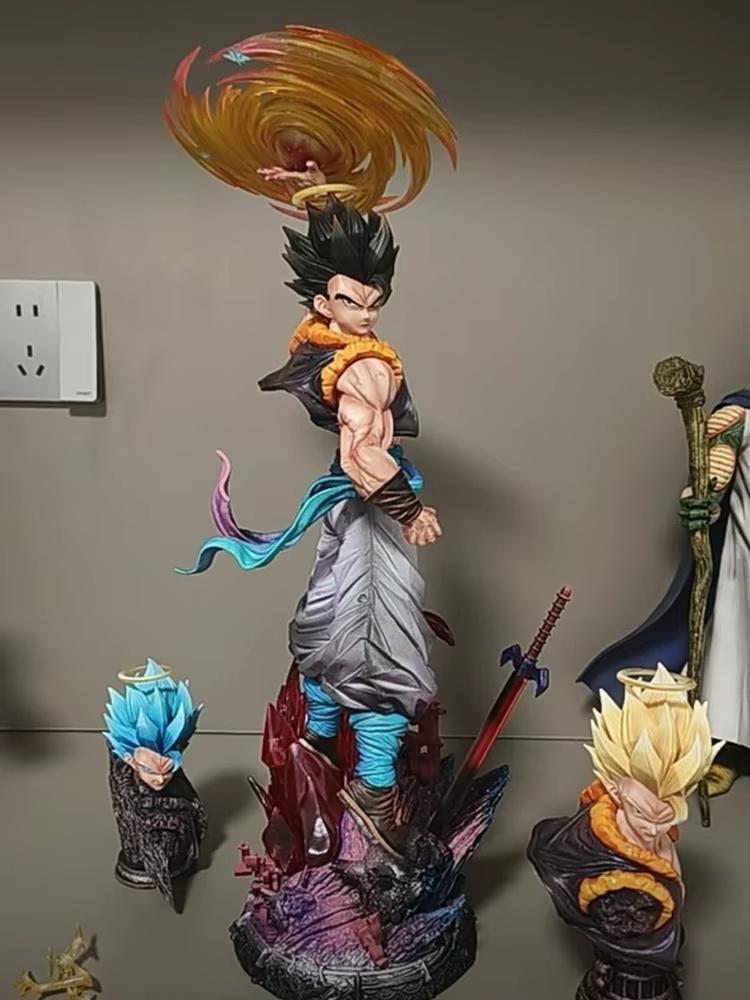 Статуэтка Dragon Ball Jt Гогета Аниме Большая GK Статуэтка из Смолы Три Сменные Головы Коллекционная Модель Настольный Декор Подарок