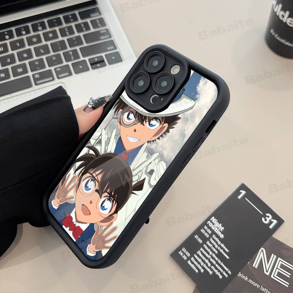 Детектив Конан МУЛЬТФИЛЬМ Для IPhone 17 Pro Max 16 15 14 13 12 11 Plus Черный Мягкий Чехол для Телефона
