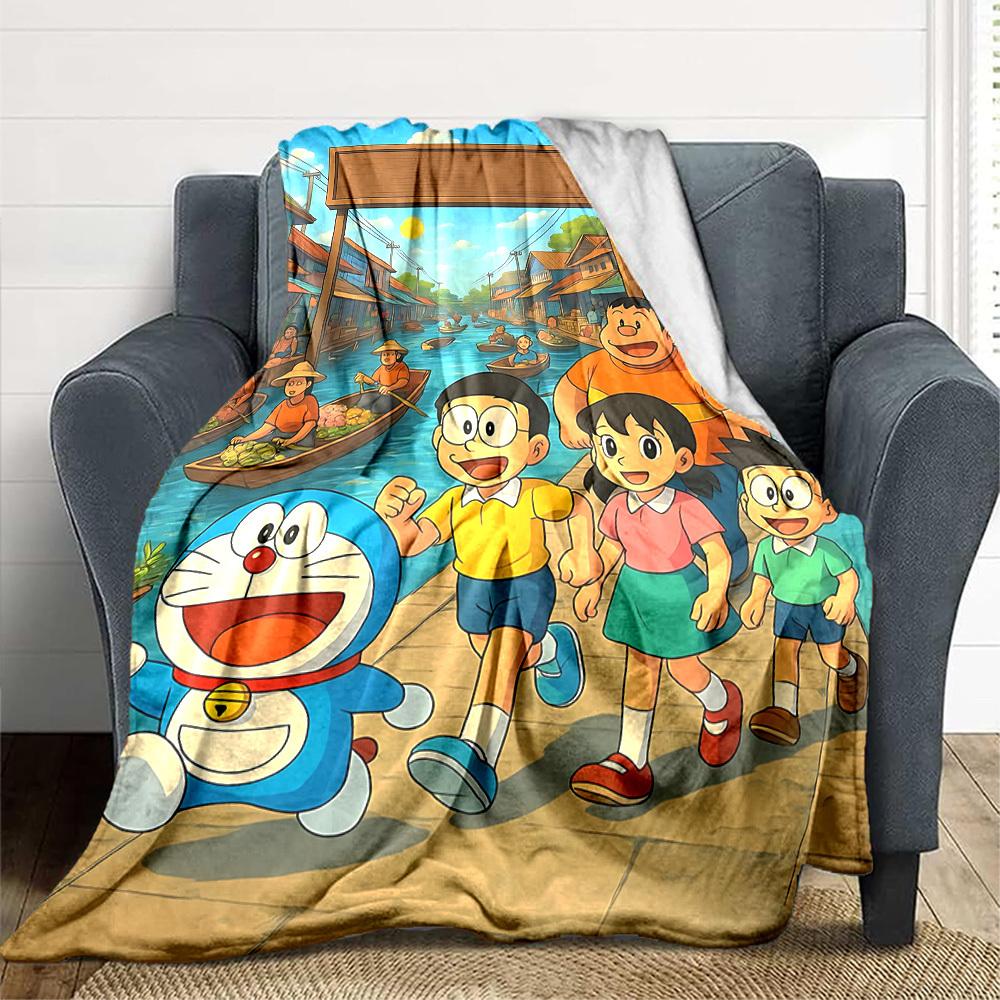 1pc Doraemon, Nobita Blanket Soft All Season Throw with Vibrant Design, Perfect for Home, Travel, and Gifts, Ideal for Naps and Camping