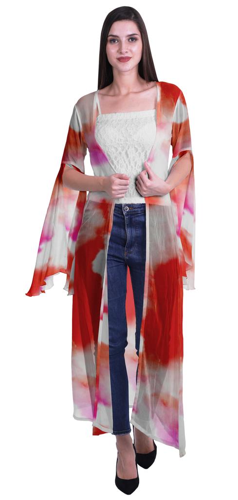 Moomaya Пляжная накидка с открытым передом из принтованного жоржета и разрезами на рукавах