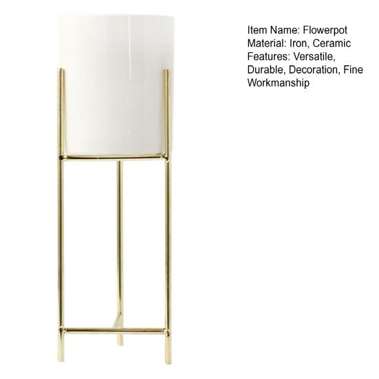 Цветочный горшок, стильная железная рамка, подставка для цветов, элегантный керамический цветочный горшок для украшения комнаты, домашнего офиса