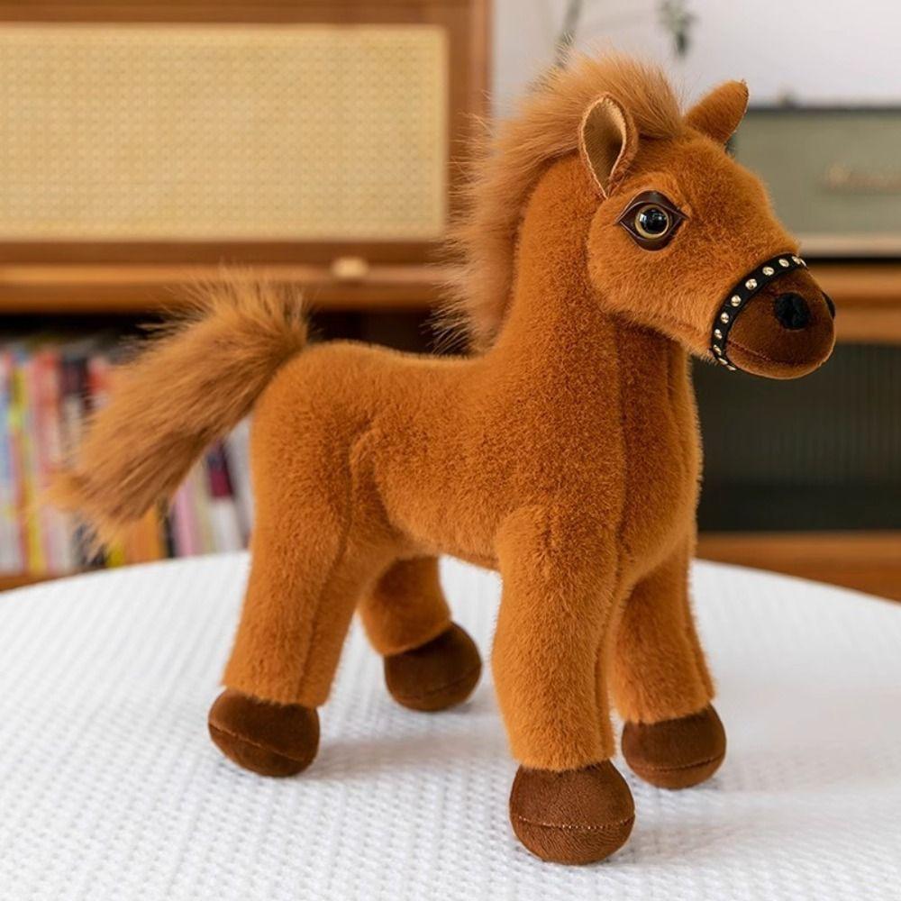 Simulation Pony Plush Toys Long Mane Cartoon Horse Stuffed Toy Room Decoration