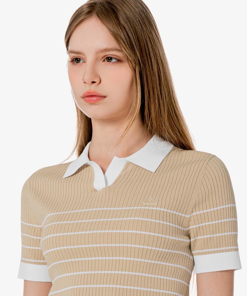 LACOSTE Women'S Textured Striped Polo Sweater Af230E-56G 02S