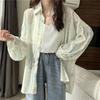 Women's Thin Sunscreen Chiffon Shirt In Summer Korean Style Lazy Hong Kong Style Long-sleeved Shirt Casual Loose and Versatile Top