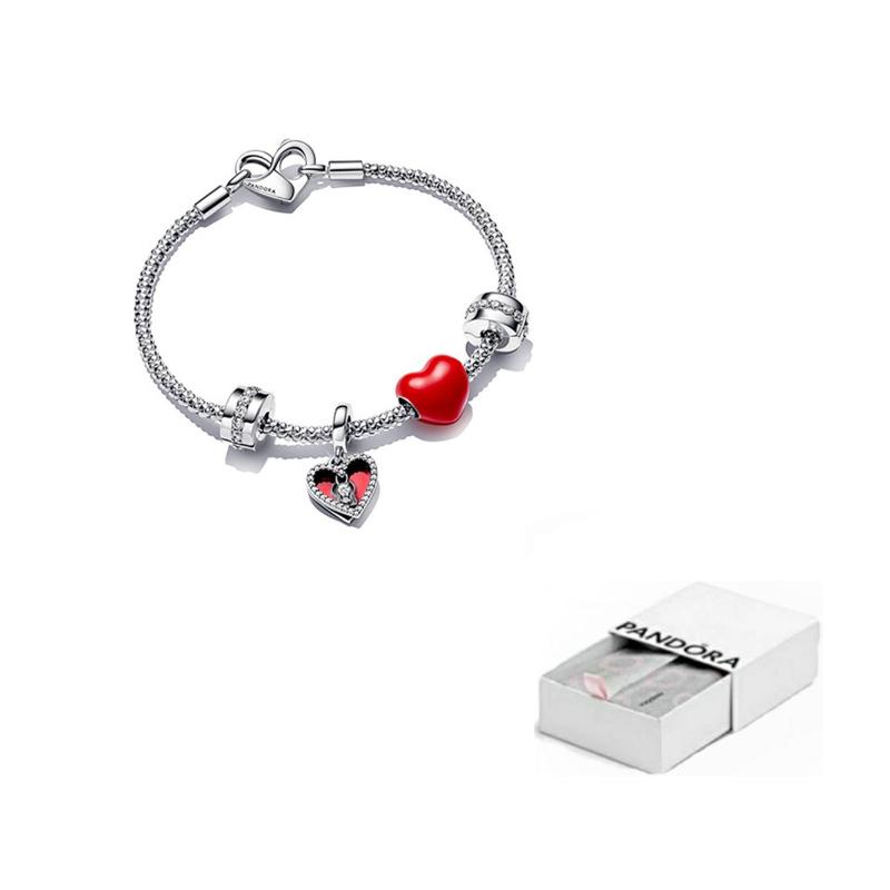 Pandora Love Story Chain Set Women Bracelet Silver ZT2497