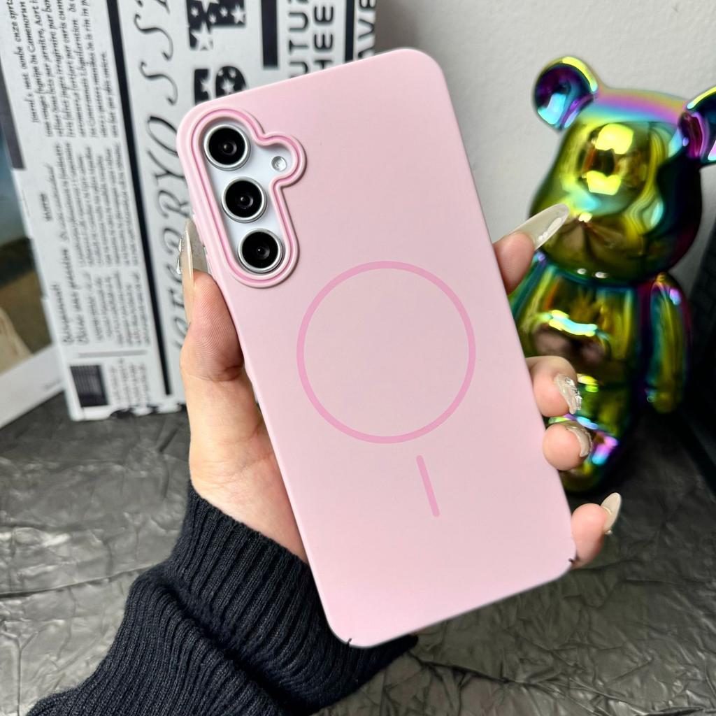 Soft and Thin Circles Are Suitable for Samsung S25 Ultra Skin Sensitive Magnetic Phone Case A56 Simple PC Color Matching A55 Protective Case