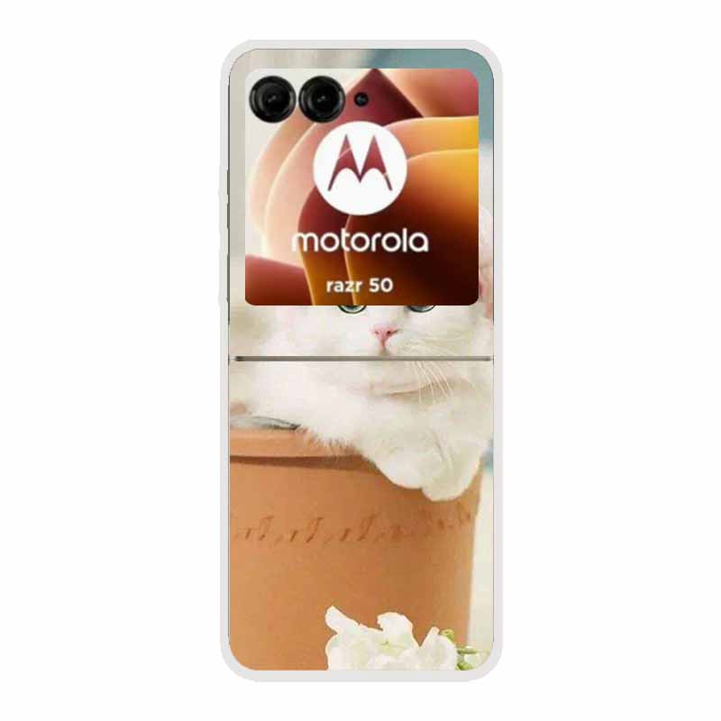 Чехол для Motorola Razr 50 Ultra Животные Жесткий Пластик ПК Задняя Крышка Телефона Для Motorola Moto Razr50 razr+ 2024 Прозрачный Coque