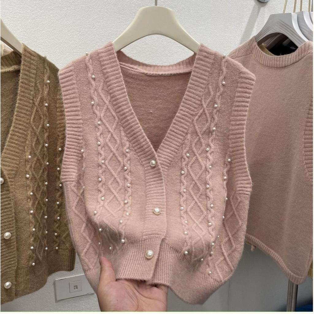 Весенне-осенний женский вязаный кардиган-жилет с V-образным вырезом, женская верхняя одежда, маленькая майка