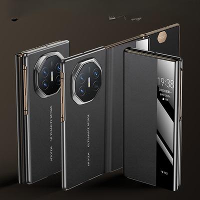 Подходит для чехла для мобильного телефона Huawei MateXT, тройной складной, деловой, для мужчин и женщин, из кожи наппа, с умным окном, противоударный, чехол с полной защитой