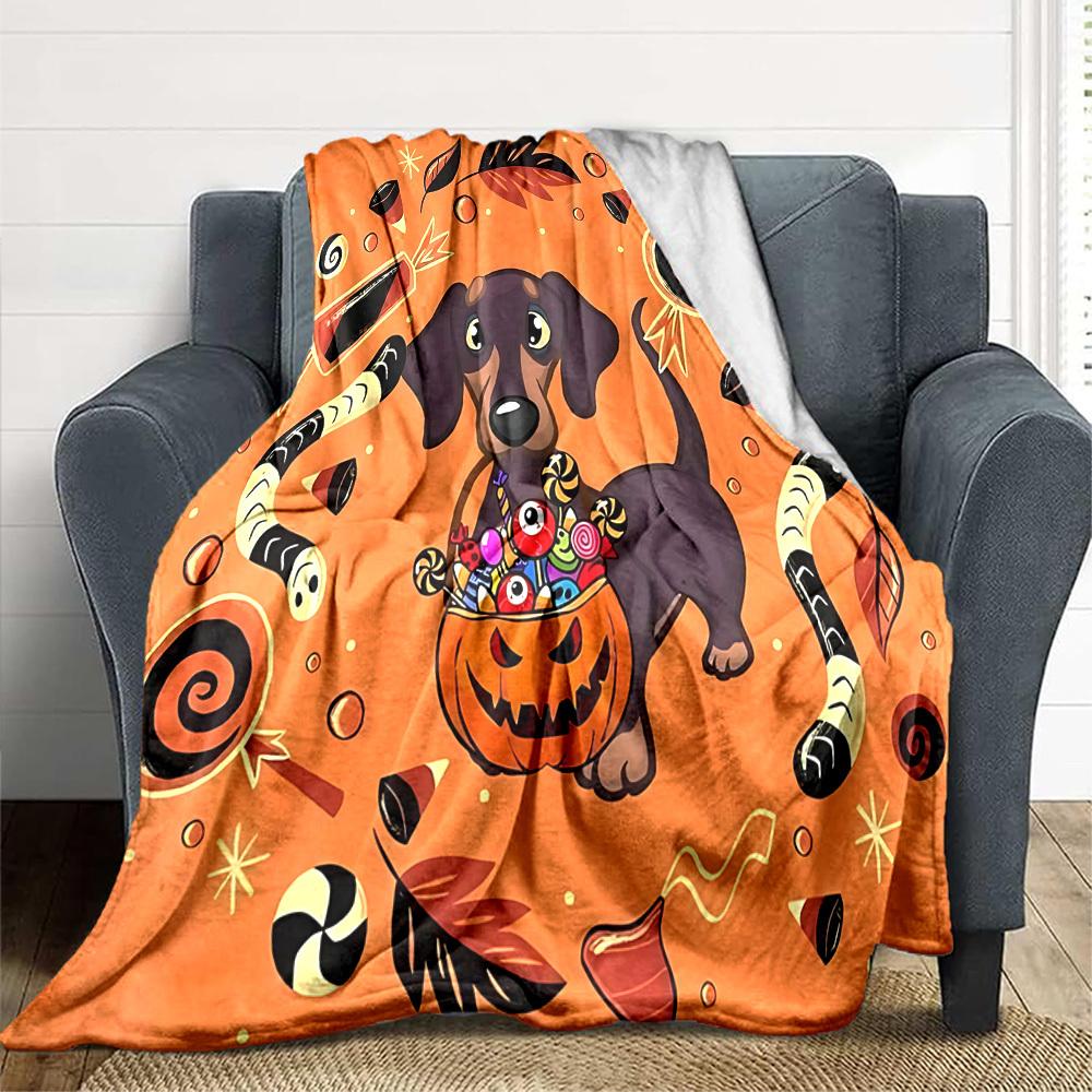 1pc Halloween Treats Lightweight Flannel Blanket, Comfortable and Warm Blanket, for Office and Camping Sofa Bed, Livingroom168