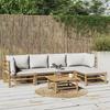 VidaXL Garden Lounge Set 6 Pcs with Light Grey Cushions Bamboo 3155104