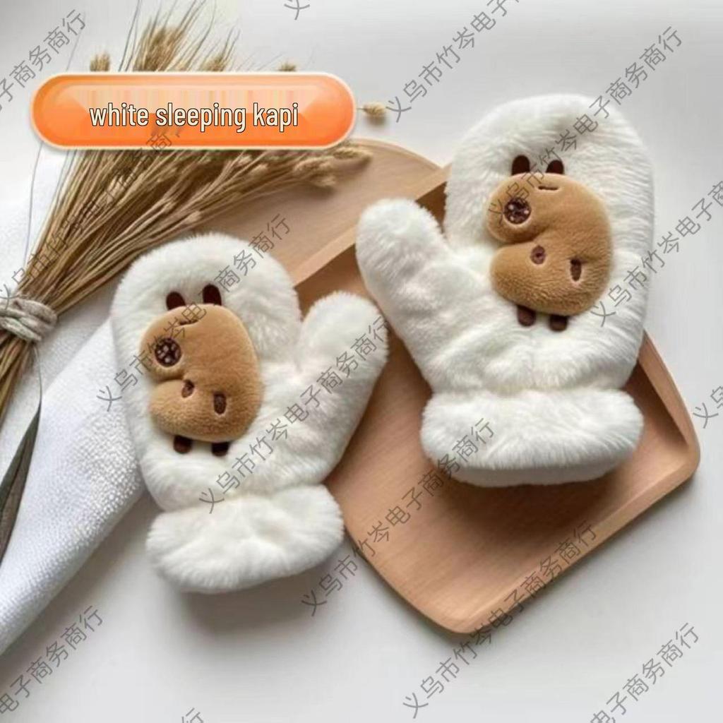 Плюшевые перчатки-лапы медвежонка: Мягкие, теплые и милые перчатки без пальцев для женщин и студентов.